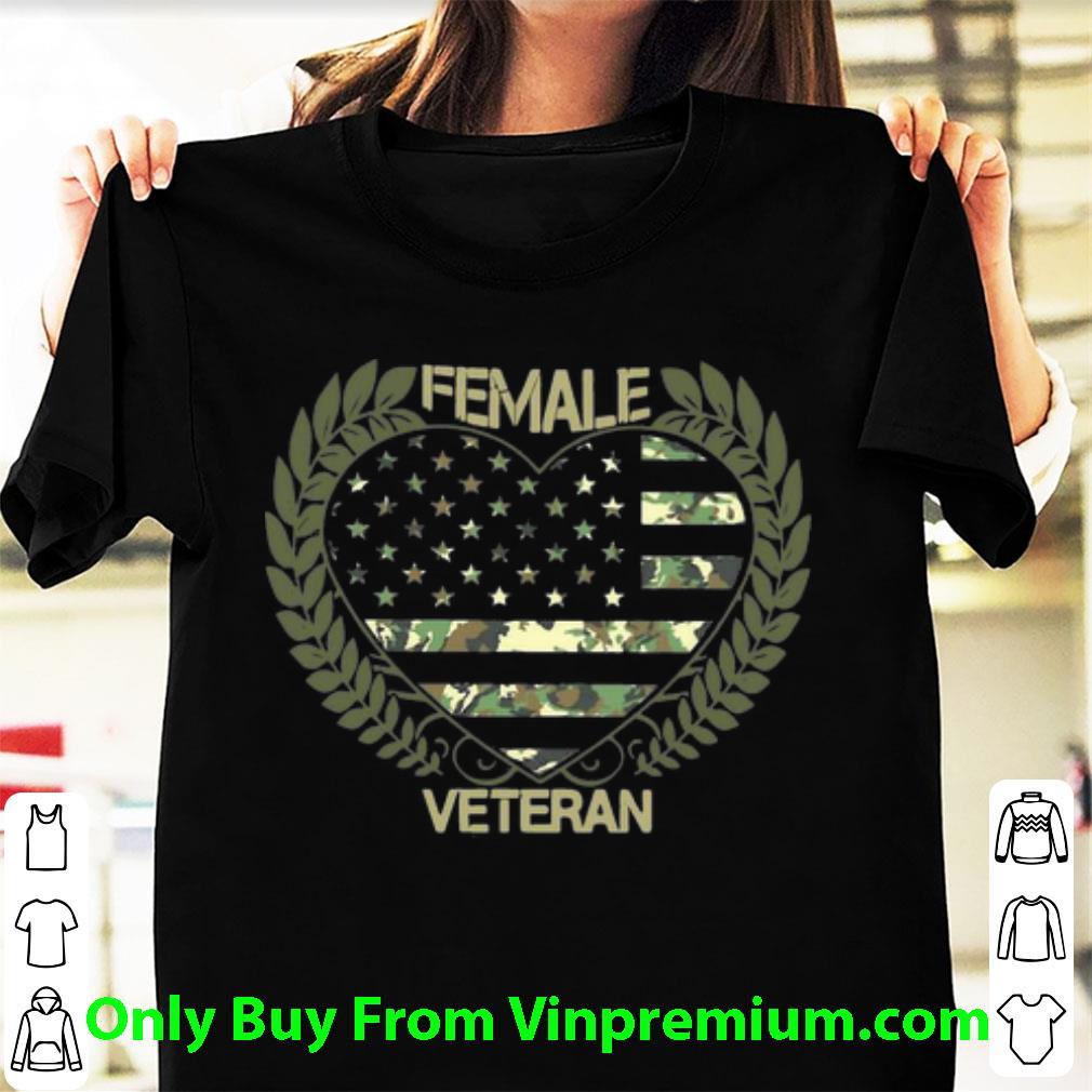 Pretty Female Veteran Heart American Flag shirt