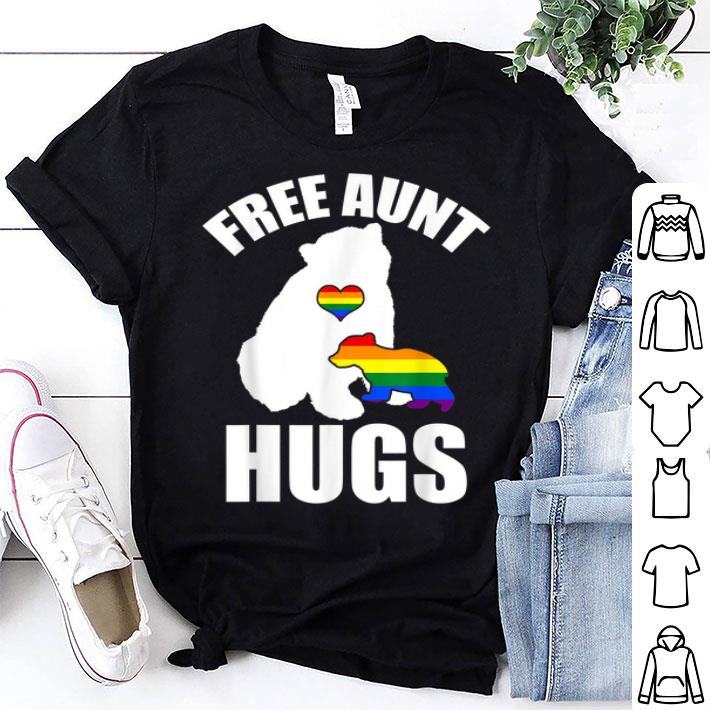 Free Aunt Hugs Bear Pride LGBT Flag Gay Be Lesbian Gifts Shirt