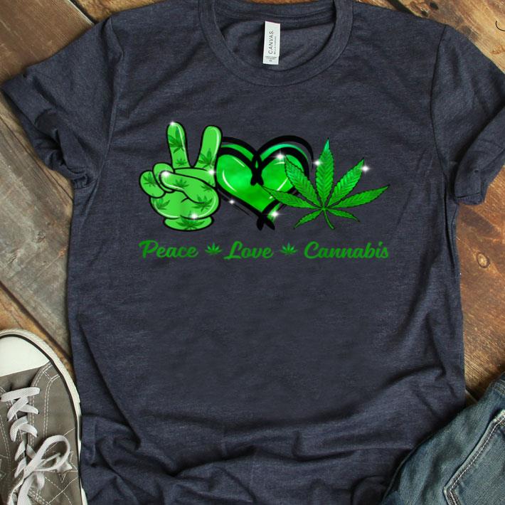 Cannabis Hippie Peace Love Heart Hand Gift Apparel Shirt