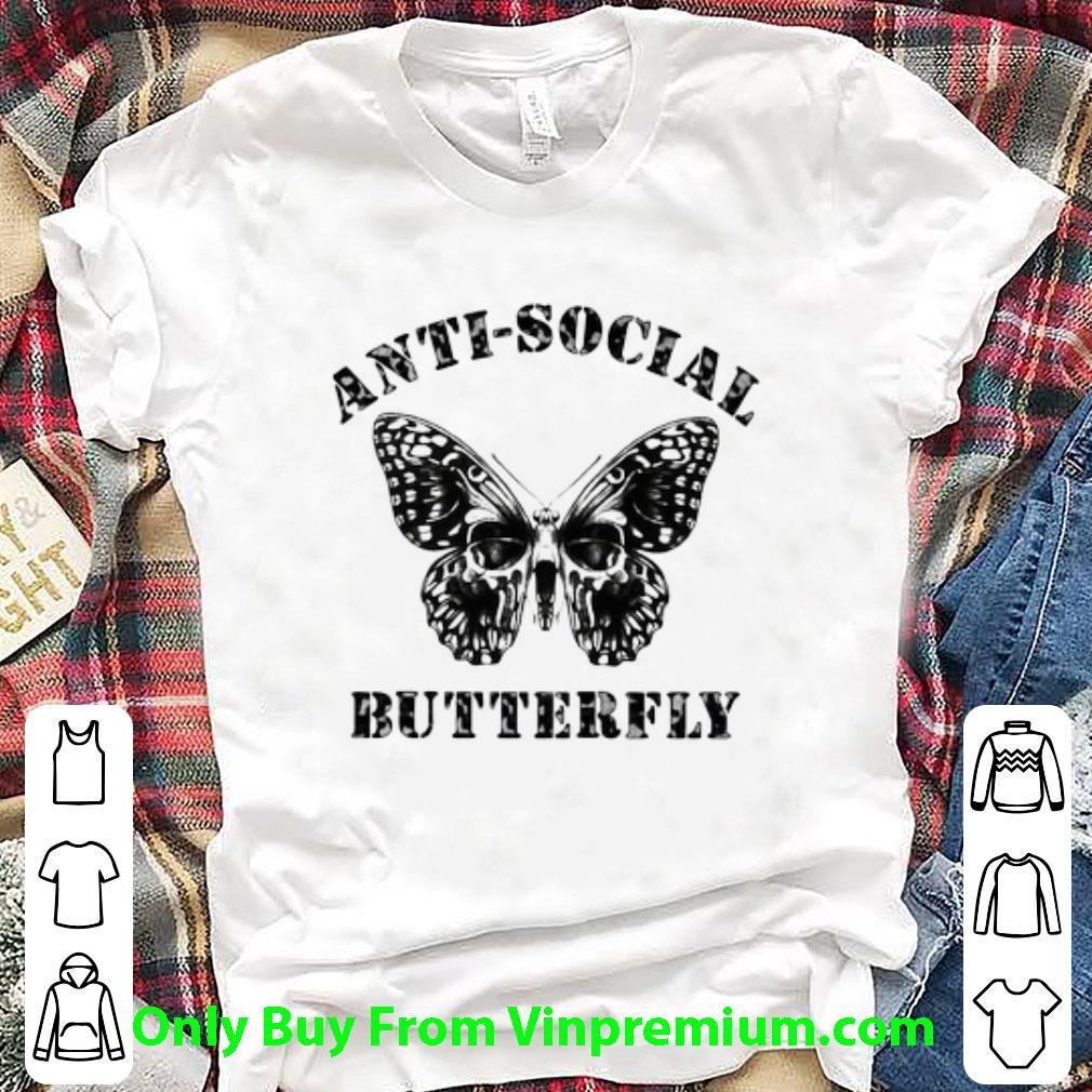 Top Butterfly Anti-social Skull shirt