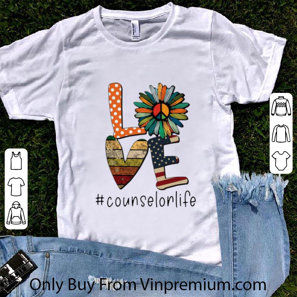 Original Love Hippie Sunflower American Flag Counselor Life shirt