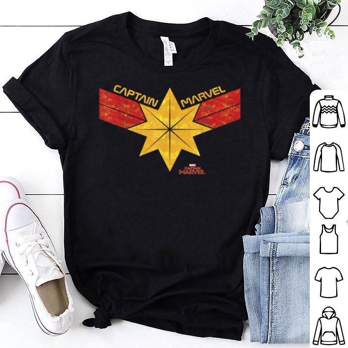 Captain Marvel Distressed Star Ribbon Logo Graphic Shirt