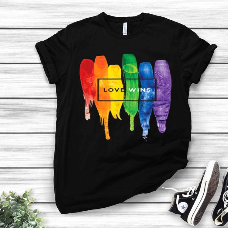 Funny Watercolor LGBT Love Wins Rainbow Paint Gift Shirt