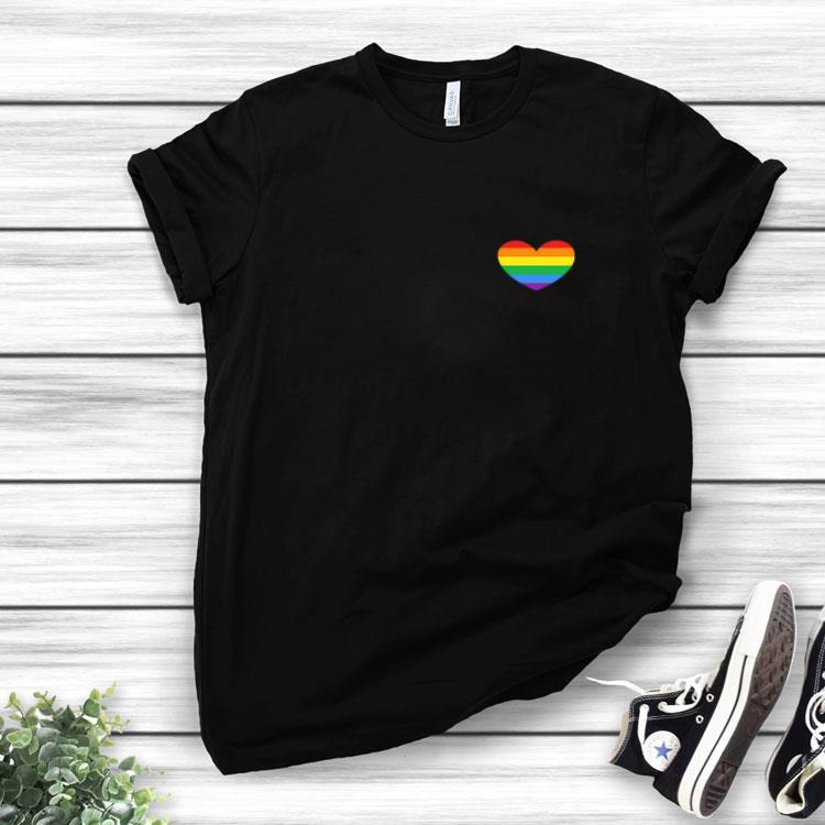 LGBT Gay Pride Heart Rainbow Left Chest Shirt