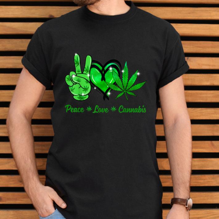 Cannabis Hippie Peace Love Heart Hand Gift Apparel Shirt