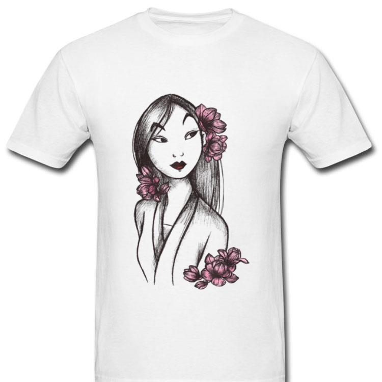 Mulan Sketched Floral Hair Portrait Graphic Shirt