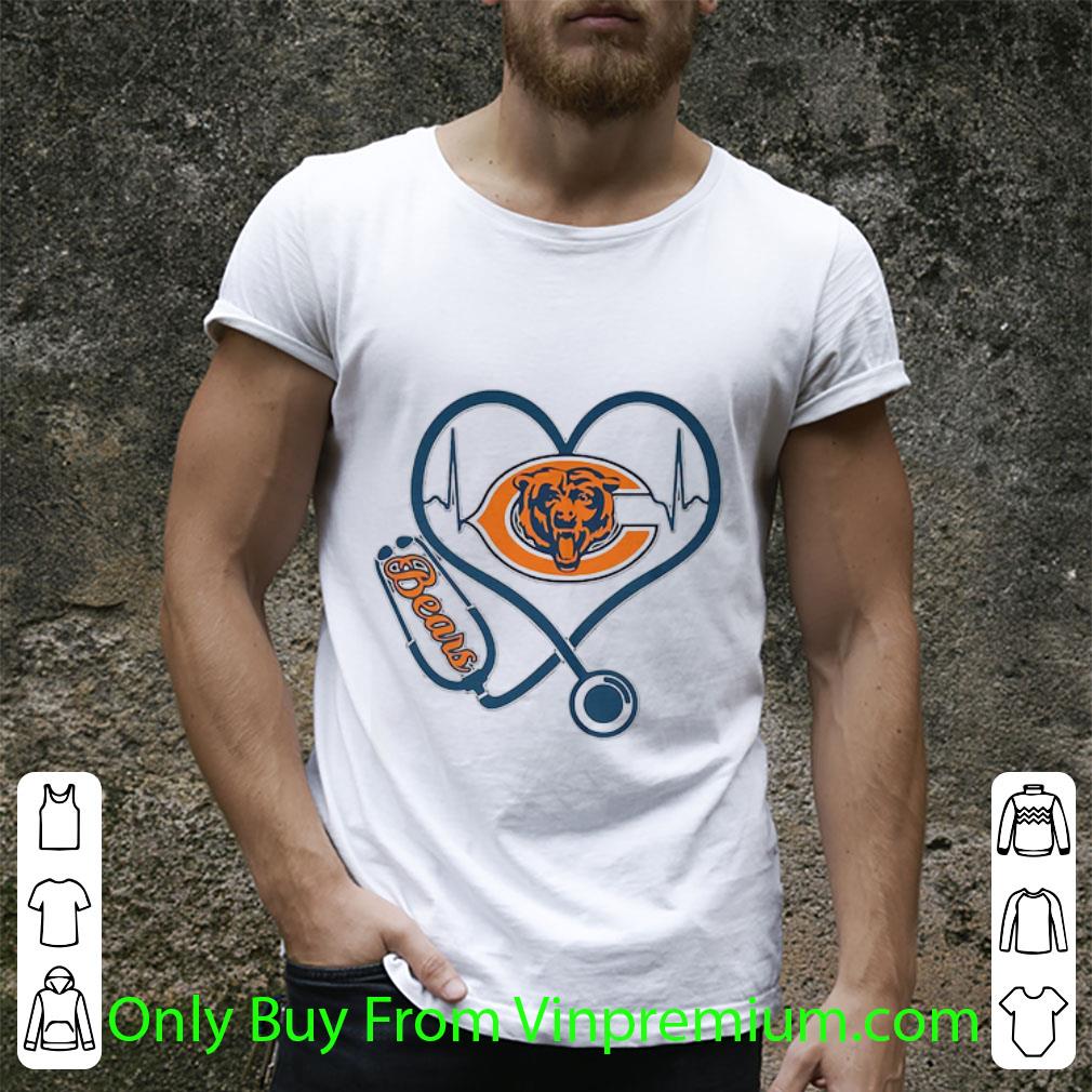 Awesome Love Stethoscope Chicago Bears Heartbeat Nurse shirt