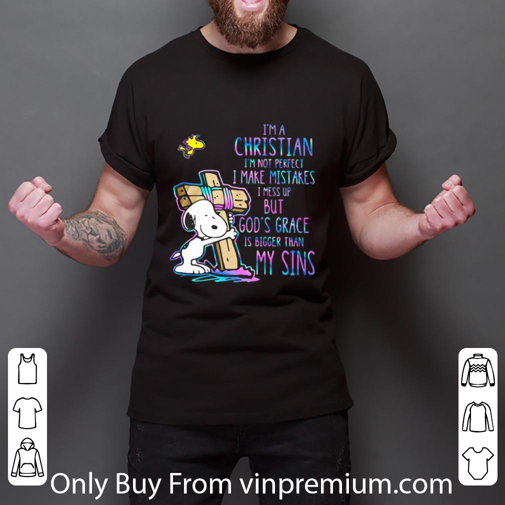 Awesome Snoopy And Woodstock I’m Christian I’m Not Perfect I Make Mistakes shirt