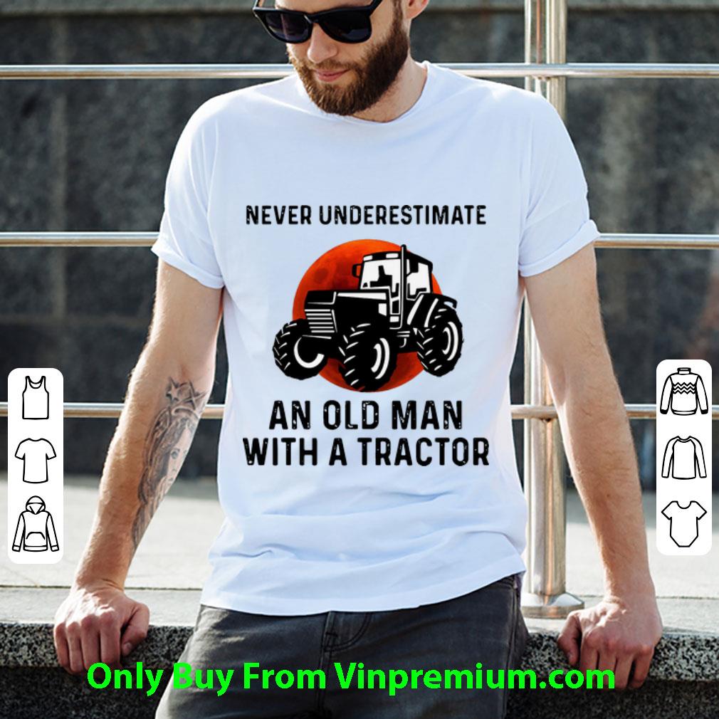 Premium Never Underestimate An Old Man With A Tractor Blood Moon shirt