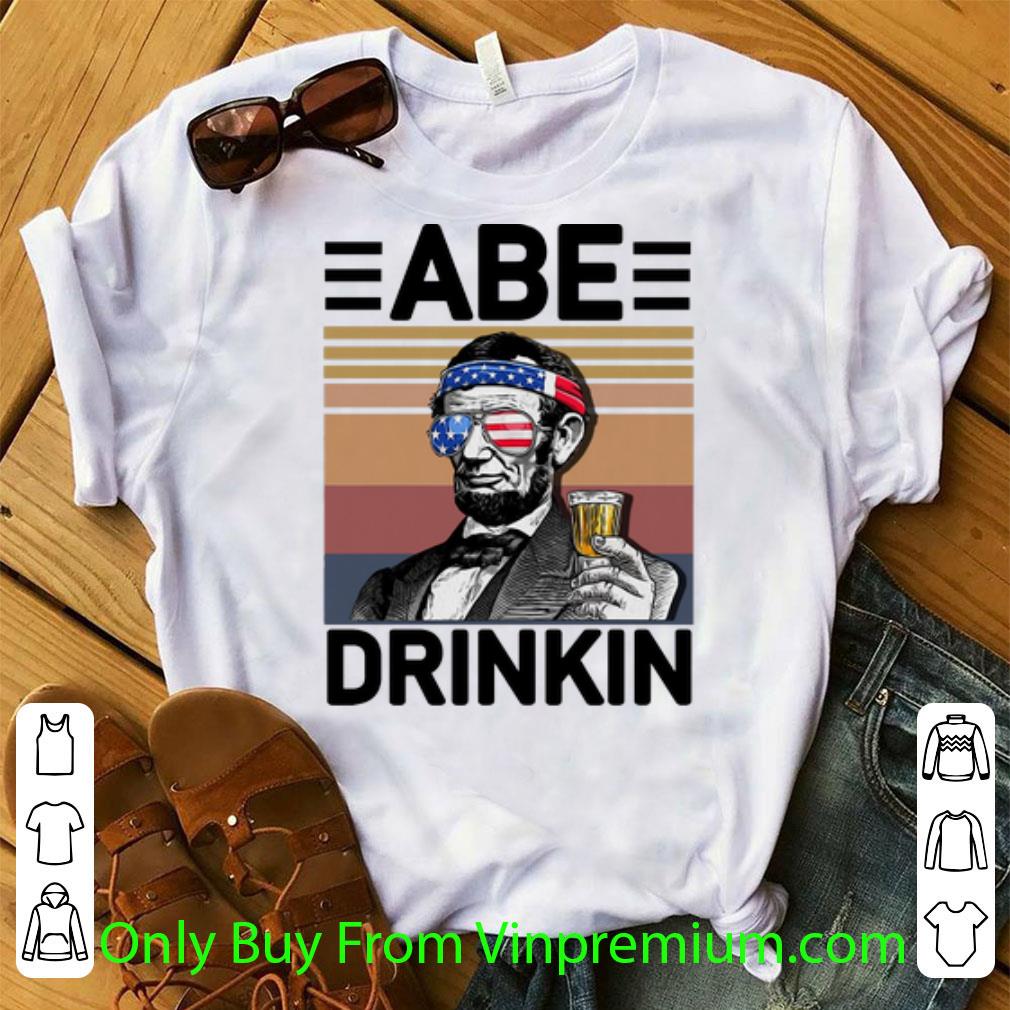 Premium Vintage Abe Drinkin Beer Abe Lincoln American Flag shirt