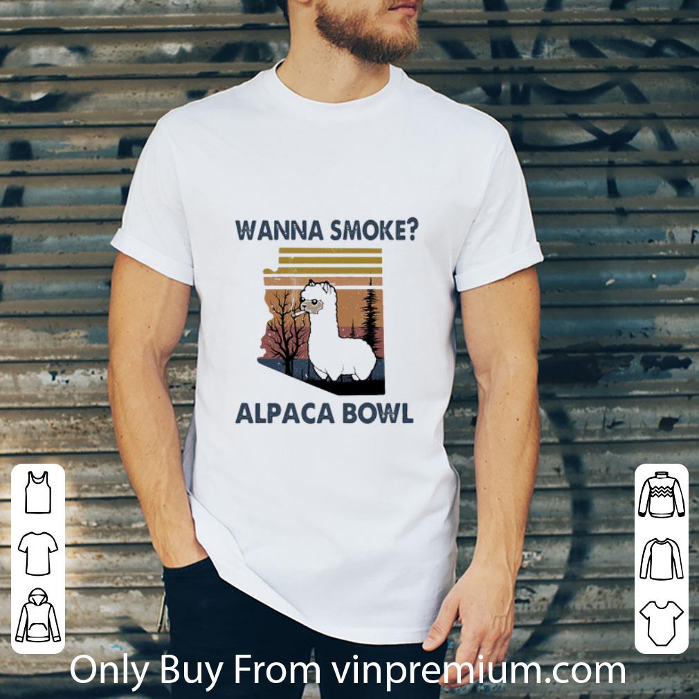 Awesome Vintage Llama Wanna Smoke Alpaca Bowl Arizona Map shirt