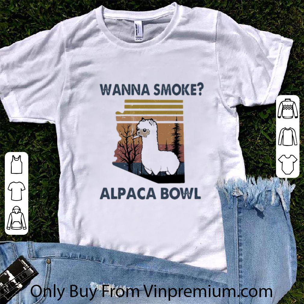 Awesome Vintage Llama Wanna Smoke Alpaca Bowl Arizona Map shirt