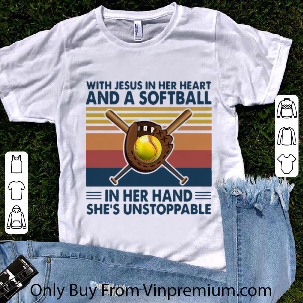 Hot Vintage With Jesus In Her Heart And A Softball In Her Hand shirt