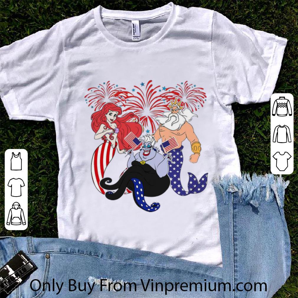 Nice The Little Mermaid Patriot Firework Happy 4th Of July American Flag shirt