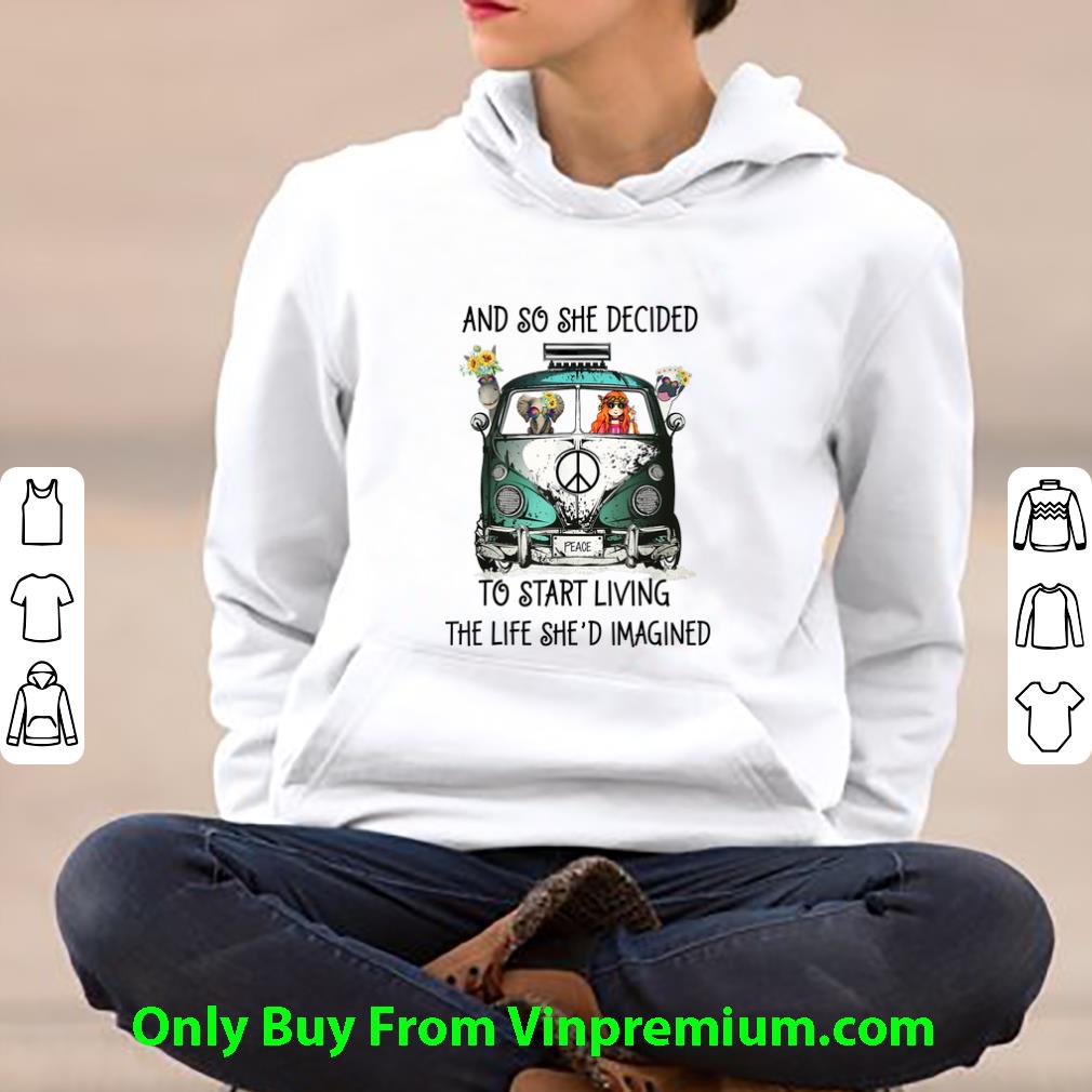 0a5acb62 awesome and so she decided to start living the life she imagined peace hippie bus girl and elephant shirt 4 - Awesome And So She Decided To Start Living The Life She Imagined Peace Hippie Bus Girl And Elephant shirt