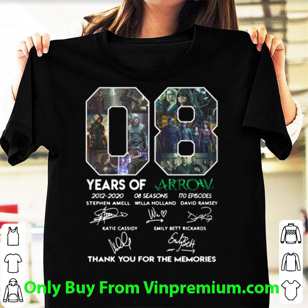 Pretty 08 Years Of Arrow Signatures Thank You For The Memories shirt