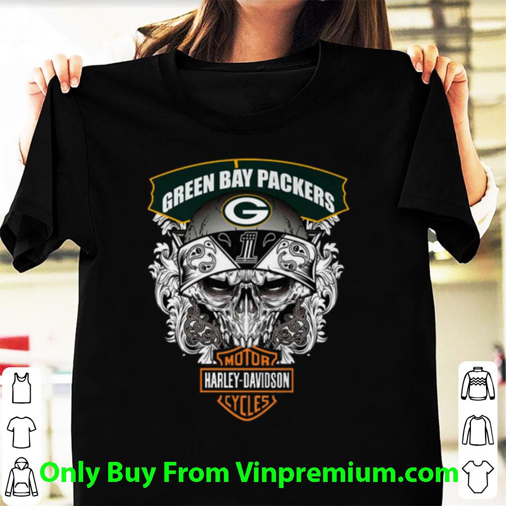 Official Skull Green Bay Packers Harley-davidson shirt