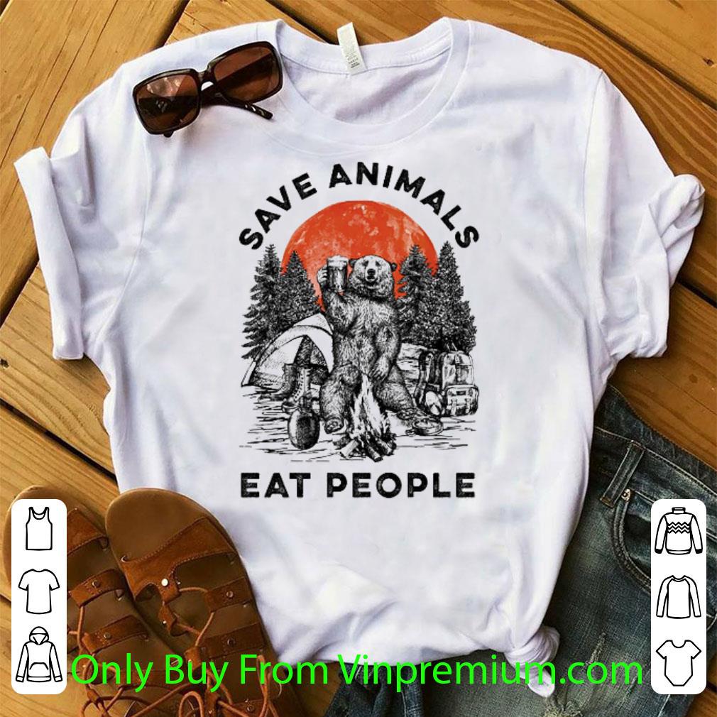 Premium Camping Bear Save Animals Eat People Sunset shirt