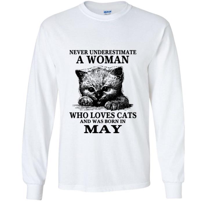 7d1f7b42 awesome never underestimate a woman who loves cats and was born in may shirt 4 - Awesome Never Underestimate A Woman Who Loves Cats And Was Born In May shirt