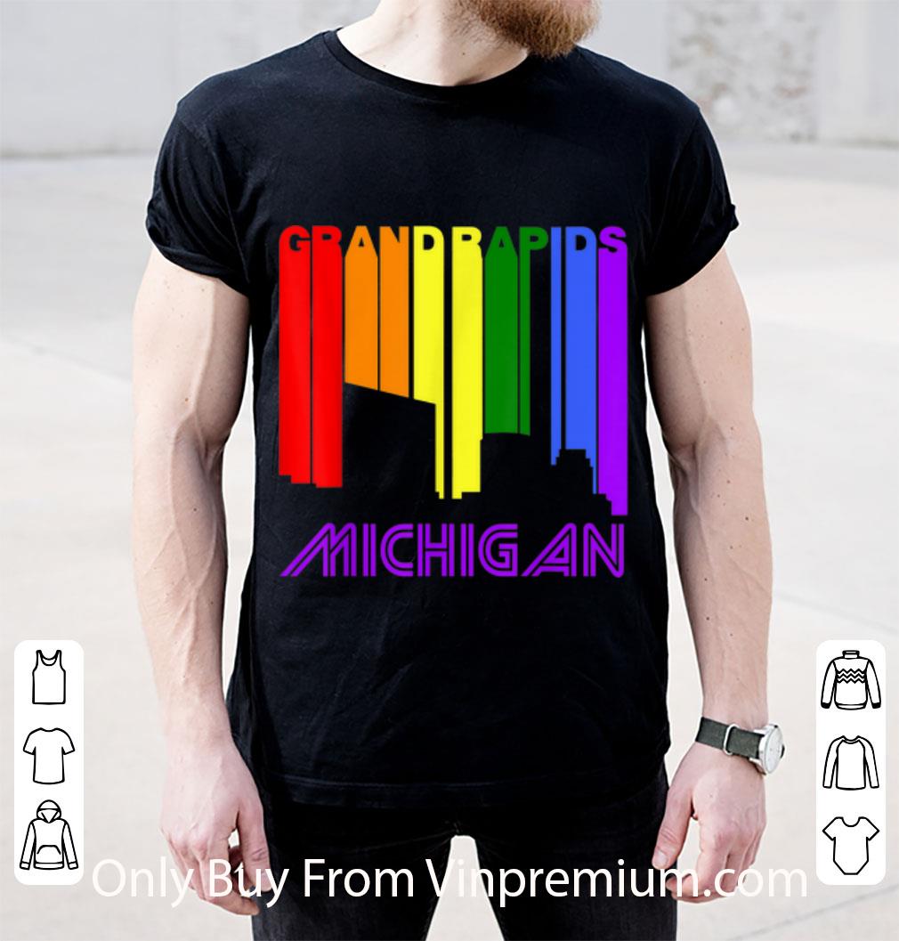 Nice Grand Rapids Michigan LGBTQ Gay Pride Rainbow Skyline shirt