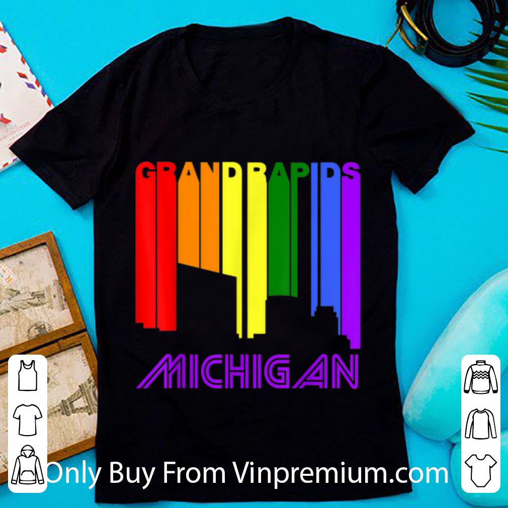 Nice Grand Rapids Michigan LGBTQ Gay Pride Rainbow Skyline shirt