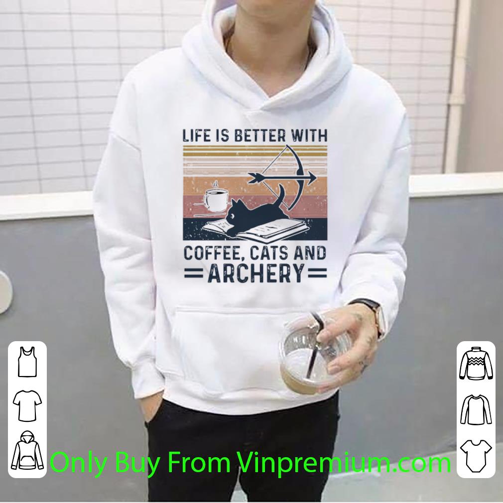 1e1145a9 nice vintage life is better with coffee cats and archery shirt 4 - Nice Vintage Life Is Better With Coffee Cats And Archery shirt