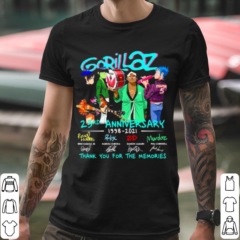 Official Gorillaz 23rd Anniversary 1998 2021 Thank You The Memories Signature shirt 07dba478 official gorillaz 23rd anniversary 1998 2021 thank you the memories signature shirt 4 - Official Gorillaz 23rd Anniversary 1998 2021 Thank You The Memories Signature shirt