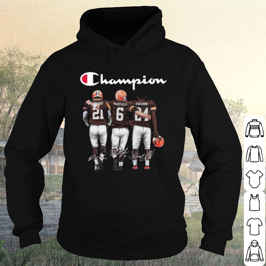 f19279c8 nice cleveland browns champion mayfield chubb signatures shirt 4 - Nice Cleveland Browns Champion Mayfield Chubb signatures shirt