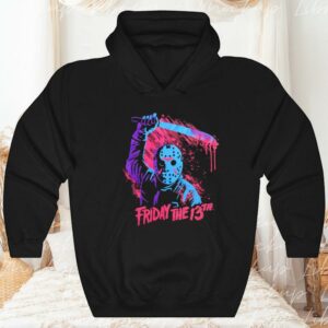 Awesome Friday The 13th Jason Voorhees Neon Swinging Machete T-Shirt 3