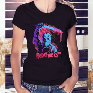 Awesome Friday The 13th Jason Voorhees Neon Swinging Machete T-Shirt