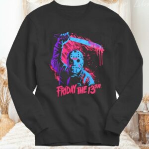 Awesome Friday The 13th Jason Voorhees Neon Swinging Machete T-Shirt 2