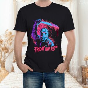 Awesome Friday The 13th Jason Voorhees Neon Swinging Machete T-Shirt