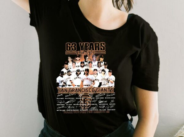 63 Years 1958-2021 San Francisco Giants Thank You For The Memories Shirt, San Francisco Giants For Fan Shirt