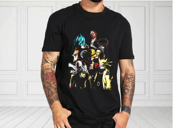 Anime Legends Goku Naruto Natsu Luffy Saitama Shirt, Mashup Goku Naruto Natsu Luffy Saitama For Fan Shirt