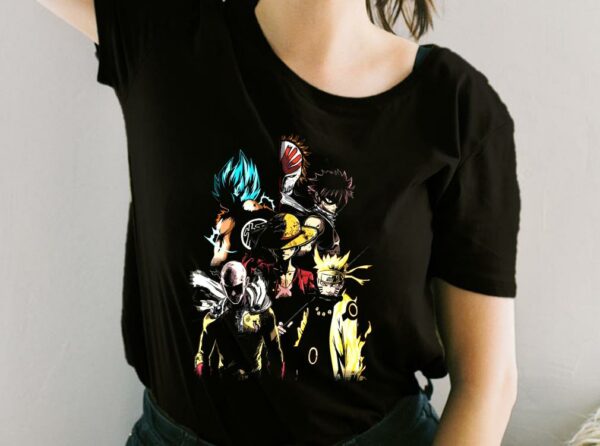 Anime Legends Goku Naruto Natsu Luffy Saitama Shirt, Mashup Goku Naruto Natsu Luffy Saitama For Fan Shirt