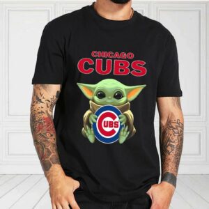 Baby Yoda Hug Chicago Cubs Logo For Fan Shirt