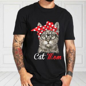 Cat Mom Shirt, For Cat Lovers Mothers Day Shirt, Cat With Bow For Fan Shirt