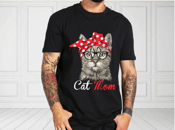 Cat Mom Shirt, For Cat Lovers Mothers Day Shirt, Cat With Bow For Fan Shirt