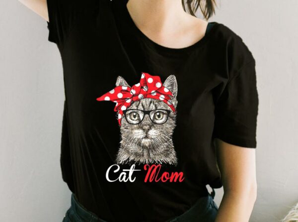 Cat Mom Shirt, For Cat Lovers Mothers Day Shirt, Cat With Bow For Fan Shirt