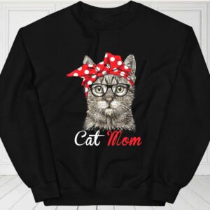 Cat Mom Shirt, For Cat Lovers Mothers Day Shirt, Cat With Bow For Fan Shirt 2