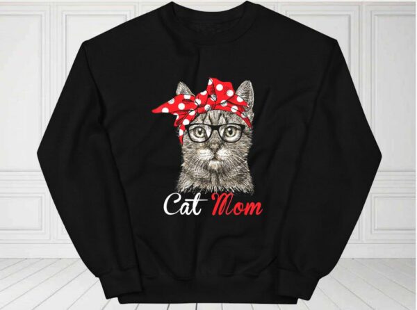 Cat Mom Shirt, For Cat Lovers Mothers Day Shirt, Cat With Bow For Fan Shirt
