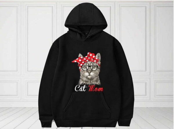Cat Mom Shirt, For Cat Lovers Mothers Day Shirt, Cat With Bow For Fan Shirt
