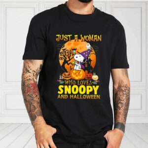 Just A Woman Who Loves Snoopy And Halloween Shirt, Just A Girl Who Loves Snoopy Halloween For Fan Shirt