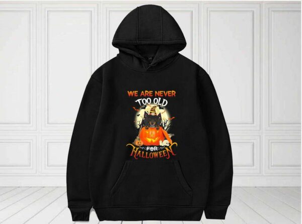 Dachshund Witch Pumpkin We Are Never Too Old For Halloween Shirt, Dachshund Halloween For Fan Shirt