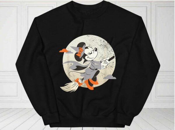 Disney Minnie Mouse Flying Witch Costume Halloween Shirt, Disney Minnie Mouse Halloween For Fan Shirt