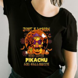 Just A Woman Who Loves Pikachu And Halloween Shirt, Pikachu Halloween For Fan Shirt 1