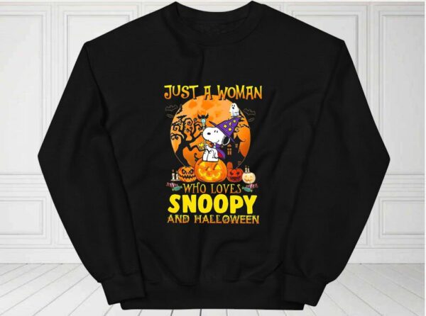 Just A Woman Who Loves Snoopy And Halloween Shirt, Just A Girl Who Loves Snoopy Halloween For Fan Shirt
