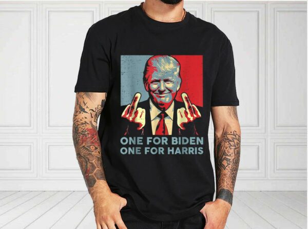 One For Biden One For Harris Trump Middle Finger Biden Harris Republican Shirt, Trump Middle Finger For Fan Shirt