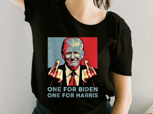 One For Biden One For Harris Trump Middle Finger Biden Harris Republican Shirt, Trump Middle Finger For Fan Shirt