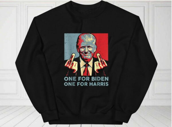 One For Biden One For Harris Trump Middle Finger Biden Harris Republican Shirt, Trump Middle Finger For Fan Shirt